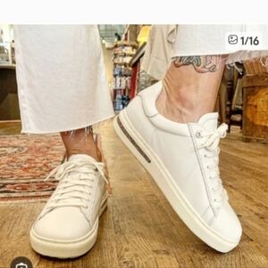 Birkenstock White Leather Low-Top Sneakers